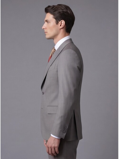 Açık Kahverengi Yünlü Sivri Yaka Comfort Fit Takım Elbise