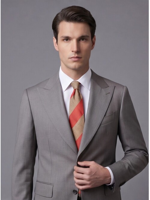 Açık Kahverengi Yünlü Sivri Yaka Comfort Fit Takım Elbise