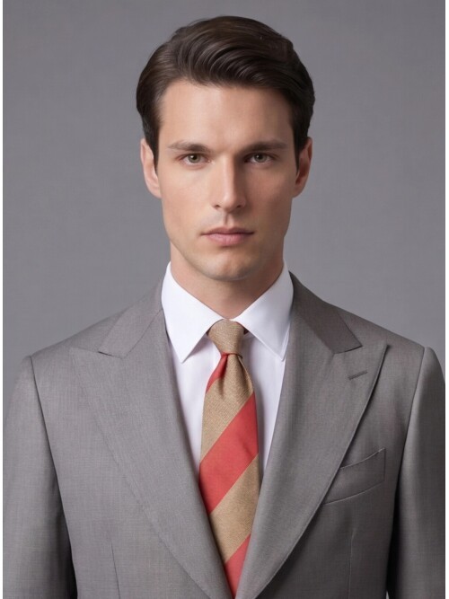 Açık Kahverengi Yünlü Sivri Yaka Comfort Fit Takım Elbise