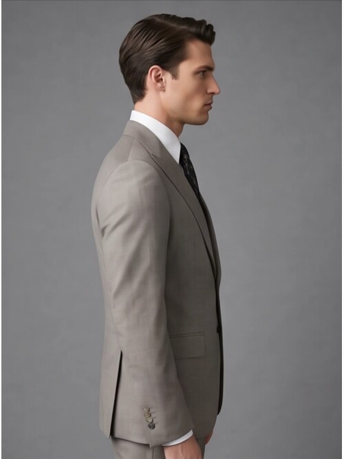 Light Brown Wool Peak Lapel Comfort Fit Suit