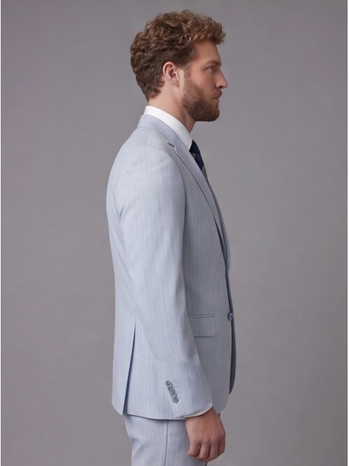 Light Blue Notch Lapel Comfort Fit Suit
