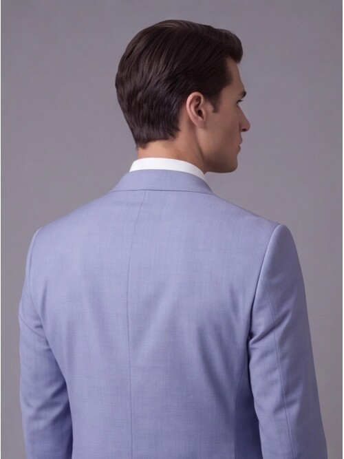 Açık Mavi Mono Yaka İki Düğmeli Slim Fit Takım Elbise