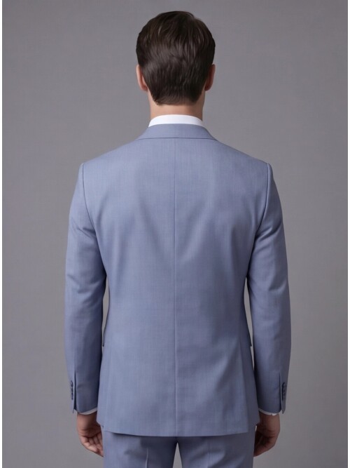 Açık Mavi Sivri Yaka İki Düğmeli Slim Fit Takım Elbise