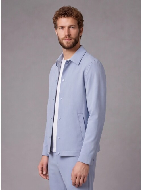 Light Blue Casual Shirt-Collar Comfort Fit Suit