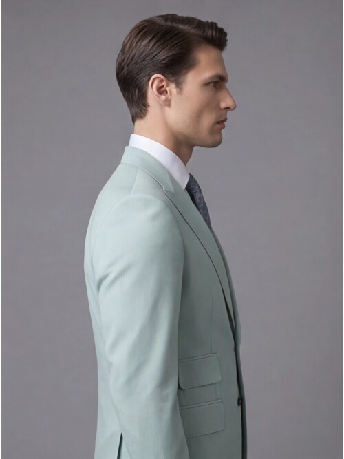 Açık Mavi Yünlü Sivri Yaka Comfort Fit Takım Elbise