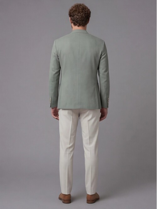 Açık Yeşil Ceket Bej Pantolon Kombinli Slim Fit Takım Elbise