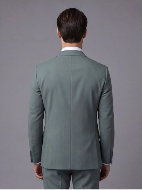 Açık Yeşil Mono Yaka İki Düğmeli Slim Fit Takım Elbise