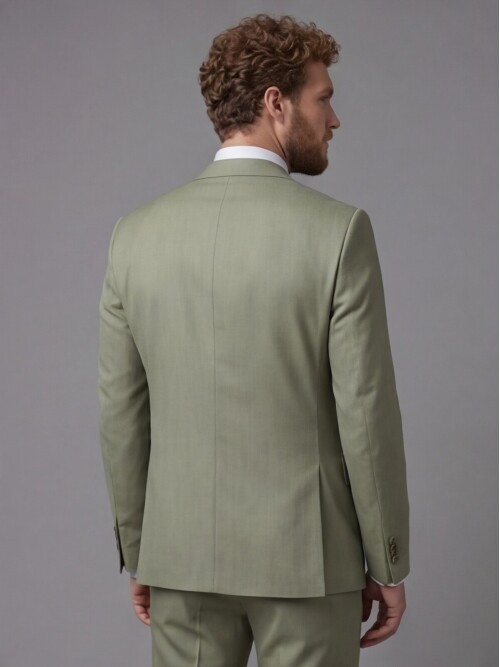 Light Green Peak Lapel Comfort Fit Mens Suit