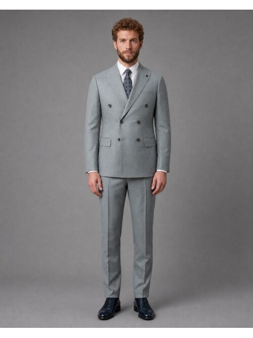 Light Green Peak Lapel Double Breasted Suit