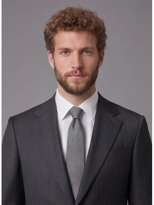 Antrasit Çizgili Yünlü Mono Yaka Comfort Fit Takım Elbise