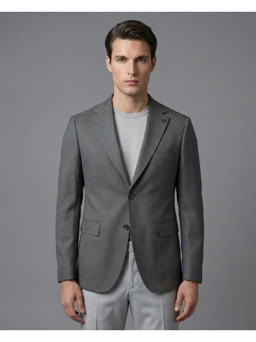 Anthracite Regular Fit Notch Lapel Two-Button Flap Pocket Blazer
