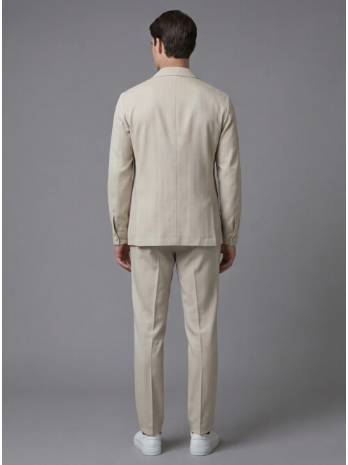 Beige Comfort Fit Unlined Safari Sport Suit