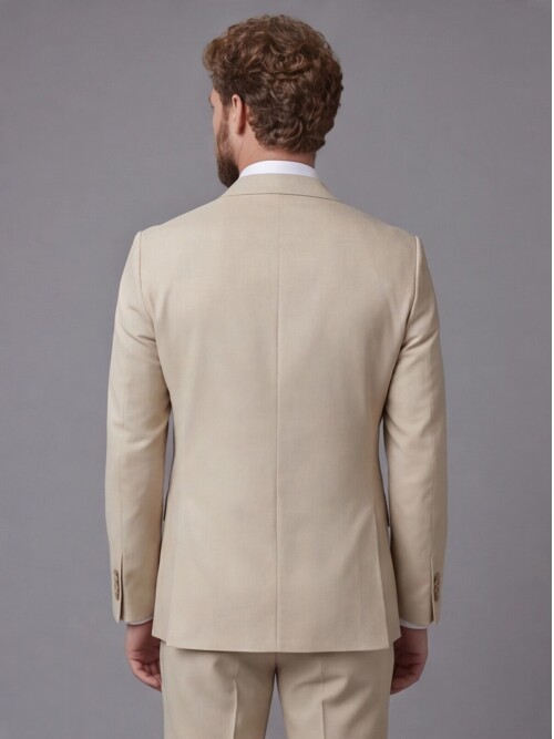 Beige Notch Lapel Slim Fit 2-Button Suit