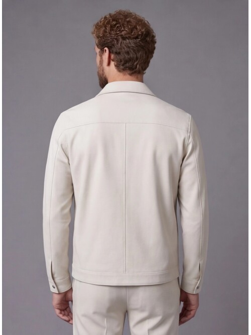 Beige Safari Pocket Zipper Comfort Fit Sport Suit