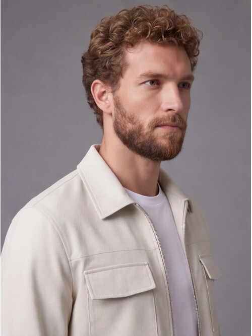 Beige Safari Pocket Zipper Comfort Fit Sport Suit