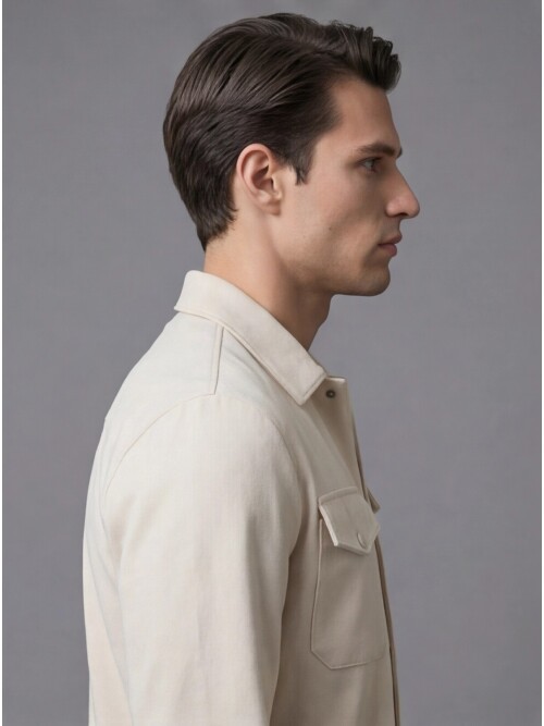 Beyaz Gömlek Yaka Safari Cep Comfort Fit Spor Takım