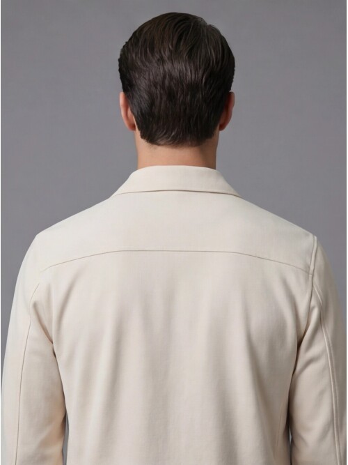 Beyaz Gömlek Yaka Safari Cep Comfort Fit Spor Takım