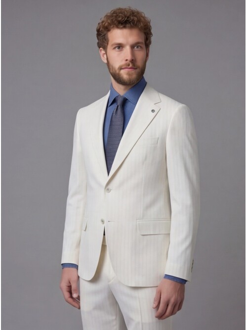 White Notch Lapel Comfort Fit Suit