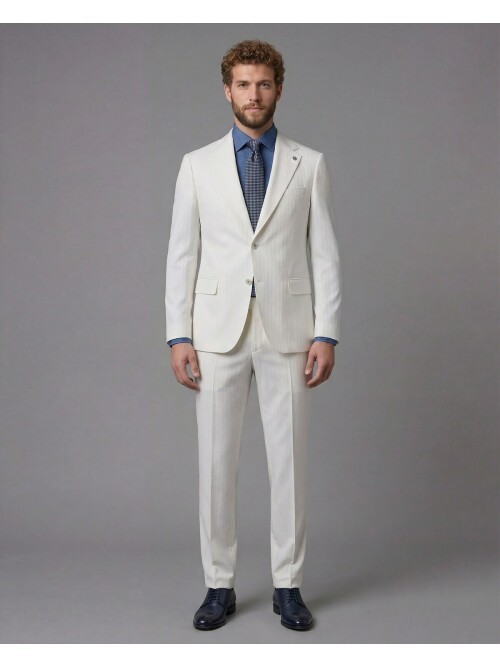 White Notch Lapel Comfort Fit Suit