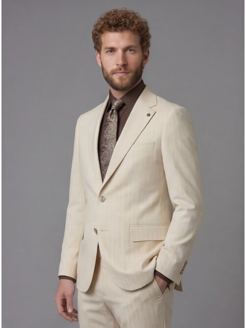 White Notch Lapel Comfort Fit Suit