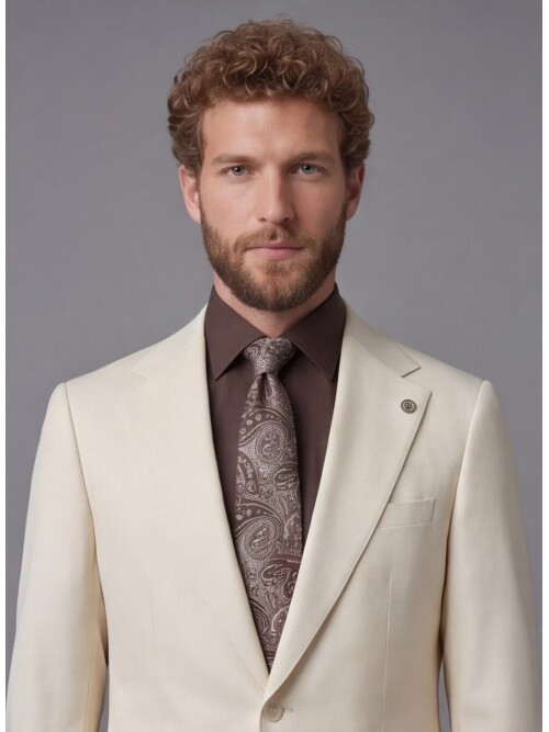White Notch Lapel Comfort Fit Suit