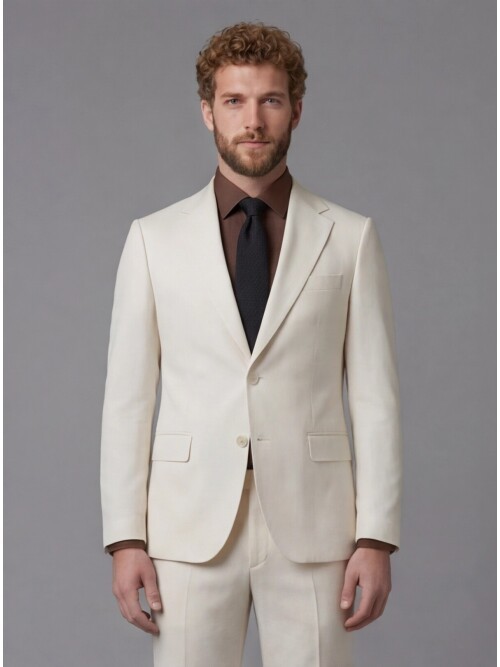 White Notch Lapel Slim Fit 2-Button Suit