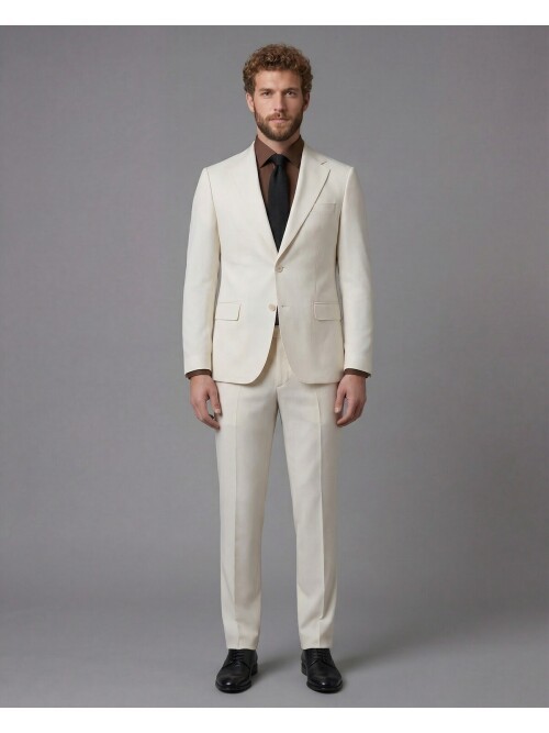 White Notch Lapel Slim Fit 2-Button Suit