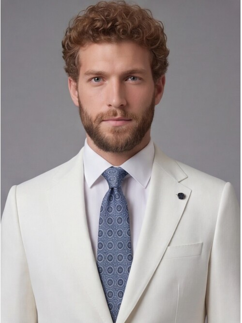 White Notch Lapel Slim Fit 2-Button Suit