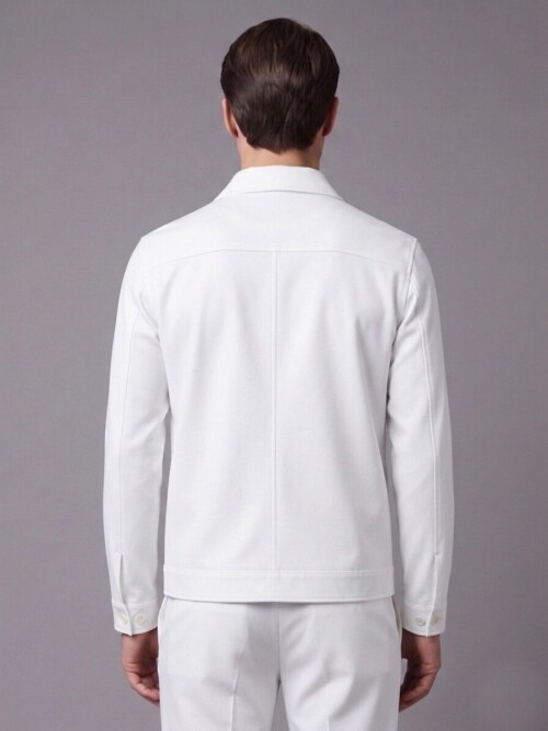 White Safari Pocket Comfort Fit Zip-Up Sport Suit