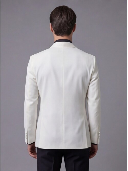White Shawl Lapel Single Button Slim Fit Wedding Suit