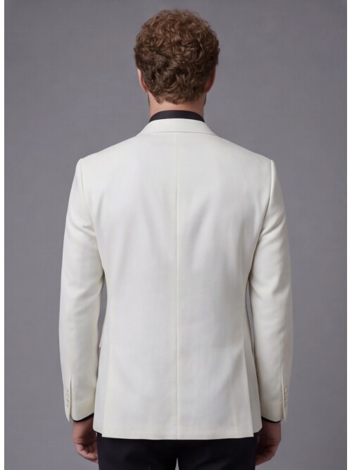 Beyaz Sivri Yaka Ceket & Siyah Pantolonlu Kombin Takım Elbise