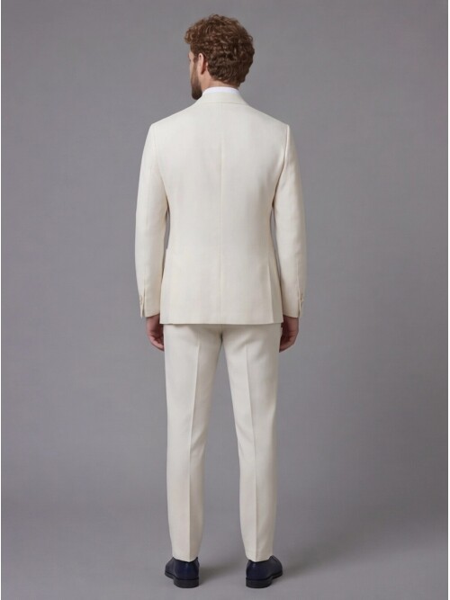 White Peak Lapel Slim Fit 2-Button Patch Pocket Suit