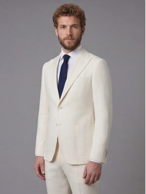White Peak Lapel Slim Fit 2-Button Patch Pocket Suit