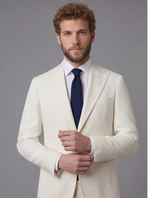 White Peak Lapel Slim Fit 2-Button Patch Pocket Suit
