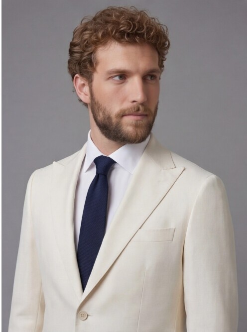 White Peak Lapel Slim Fit 2-Button Patch Pocket Suit