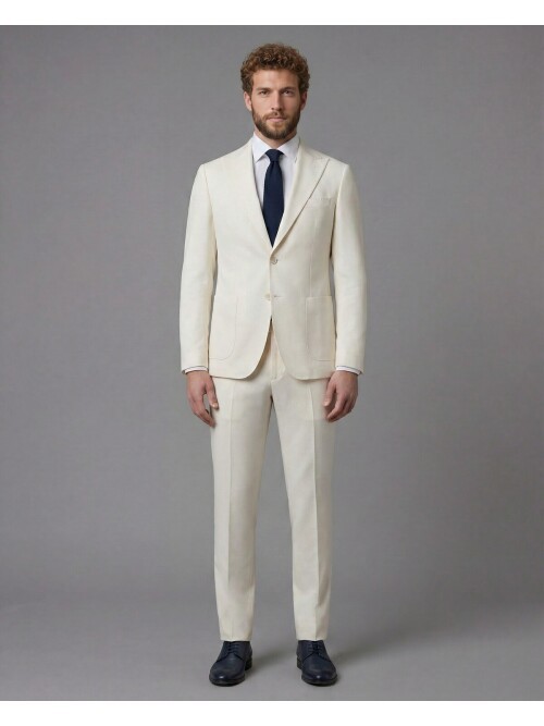 White Peak Lapel Slim Fit 2-Button Patch Pocket Suit