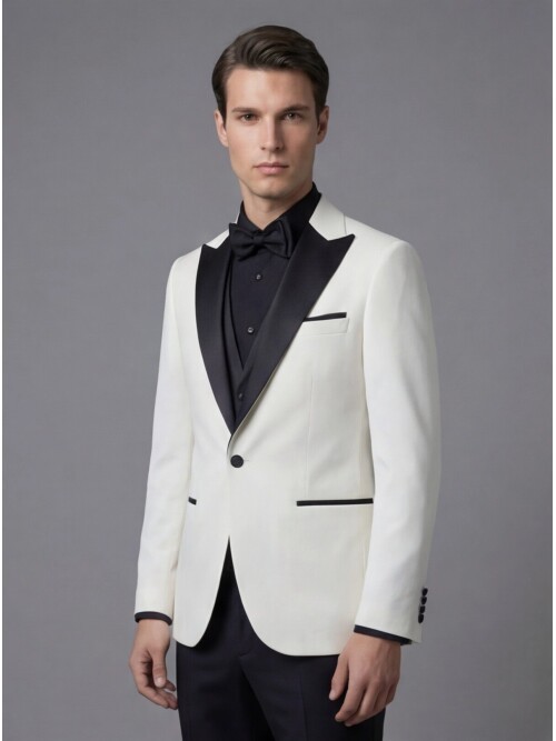 White Peak Lapel Slim Fit 3-Piece Tuxedo