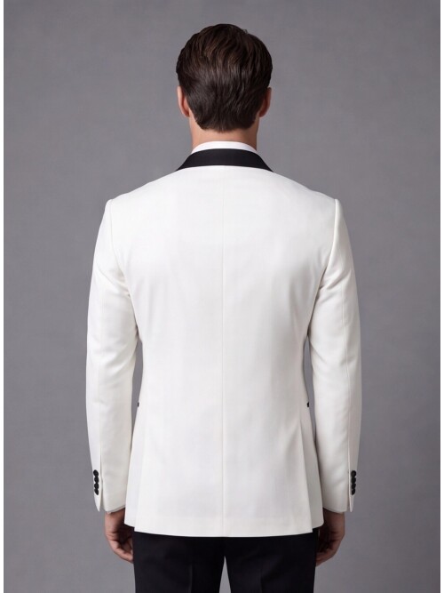 Beyaz Slim Fit Kruvaze Damatlık