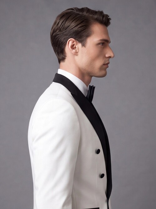 Beyaz Slim Fit Kruvaze Damatlık