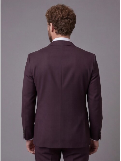 Burgundy Notch Lapel Slim Fit 2-Button Suit