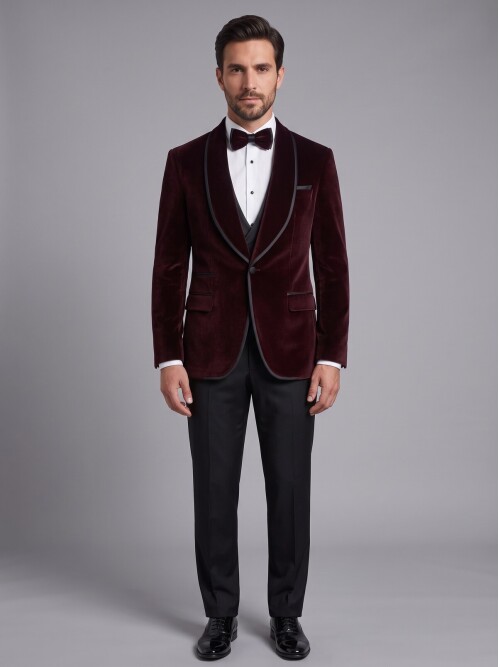 Burgundy Shawl Lapel Tuxedo