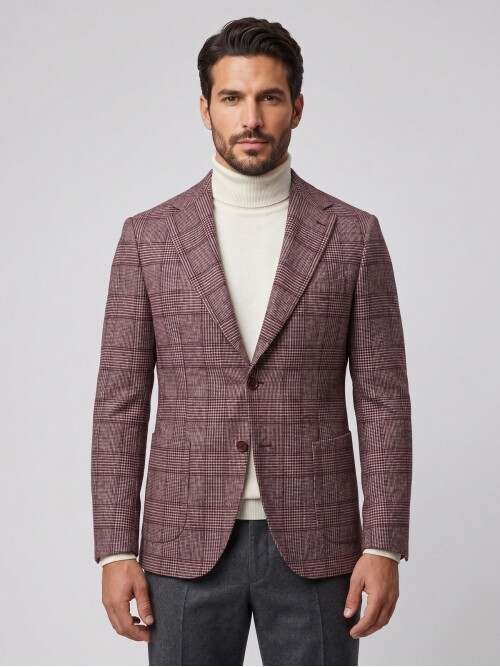 Ekoseli Mono Yaka Regular Fit Ceket