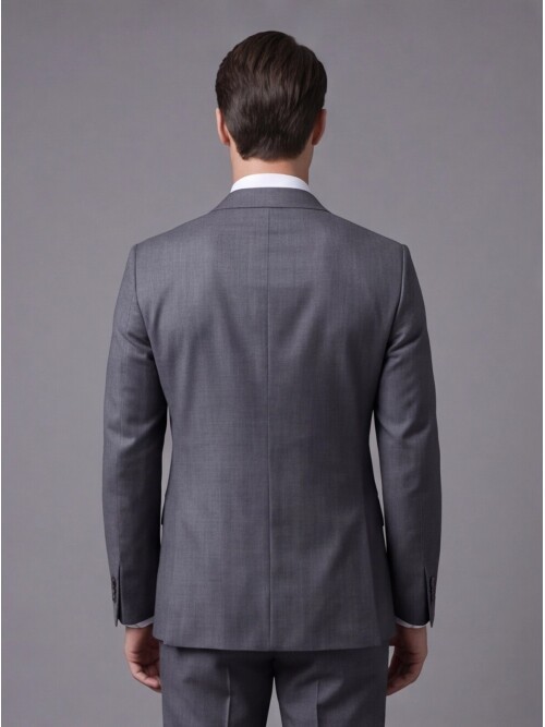 Gri Çizgili Yünlü Sivri Yaka Regular Fit Takım Elbise