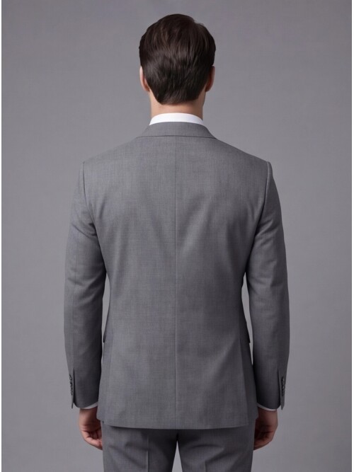 Gri Mono Yaka İki Düğmeli Slim Fit Takım Elbise