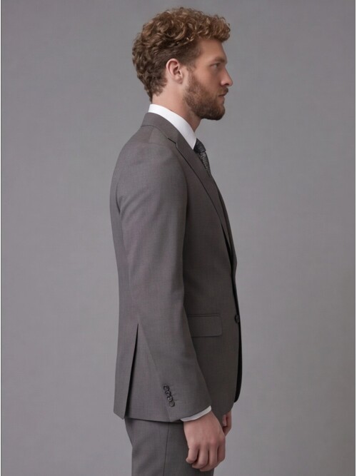 Grey Notch Lapel Slim Fit 2-Button Suit