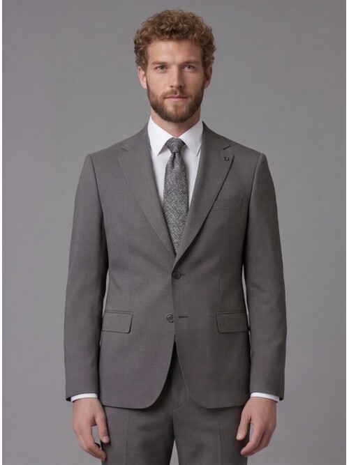 Grey Notch Lapel Slim Fit 2-Button Suit