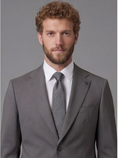 Grey Notch Lapel Slim Fit 2-Button Suit