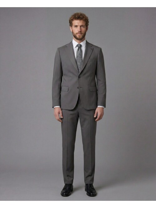 Grey Notch Lapel Slim Fit 2-Button Suit