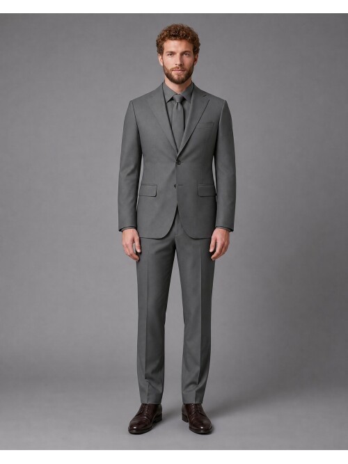 Haki Mono Yaka Slim Fit Takım Elbise