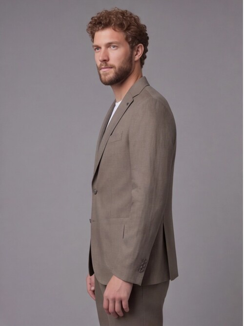 Khaki Notch Lapel Slim Fit Patch Pocket 2-Button Suit